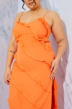 In the Style Ruffle Detail Maxi Dress