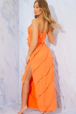 In the Style Ruffle Detail Maxi Dress