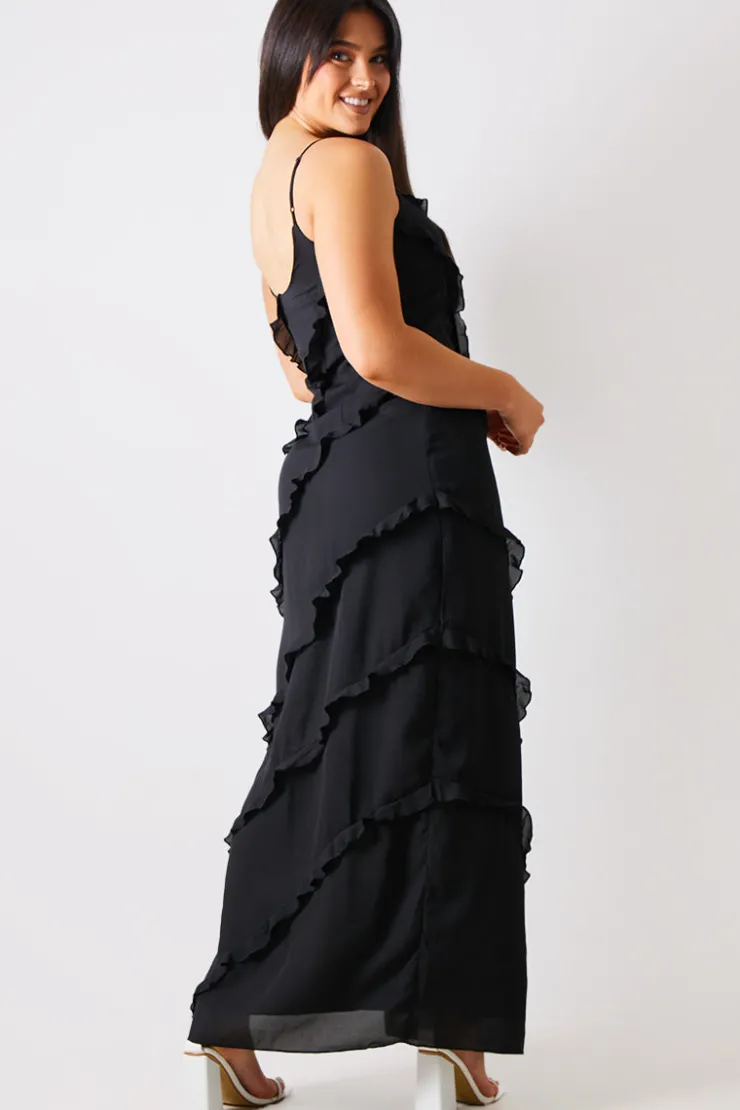 In the Style Ruffle Detail Maxi Dress