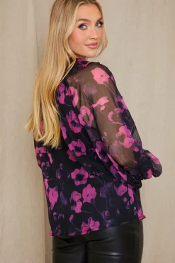 Discount In The Style Ruffle Puff Sleeve Blouse Pink