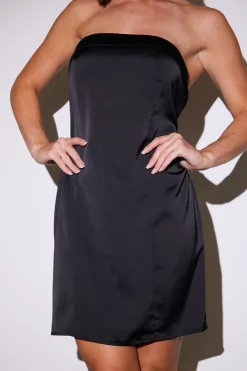 Outlet In the Style Satin Bandeau Mini Dress Black