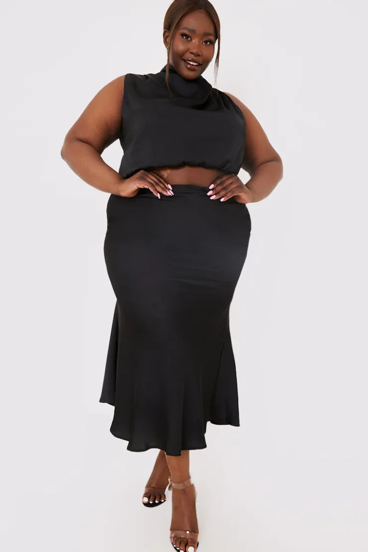 In the Style Satin Draped High Neck Co Ord Top