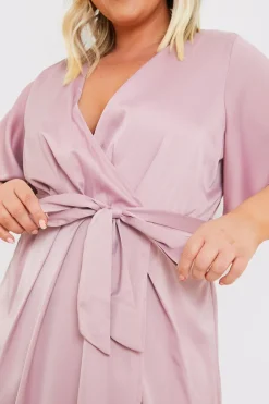 Outlet In The Style Satin Flutter Sleeve Tie Waist Wrap Dress