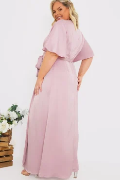 Outlet In The Style Satin Flutter Sleeve Tie Waist Wrap Dress