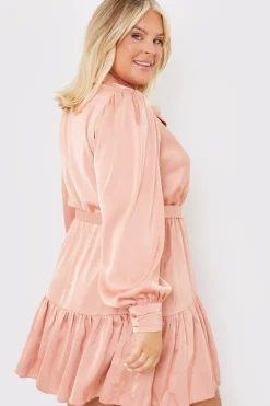 Sale In the Style Satin Frill Hem Mini Dress Pink