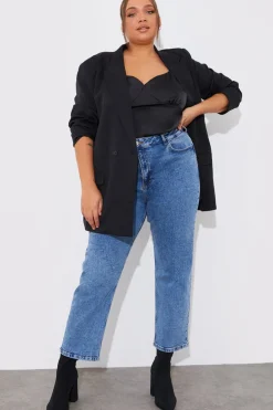 Hot Fits Satin Plunge Cami Top Black