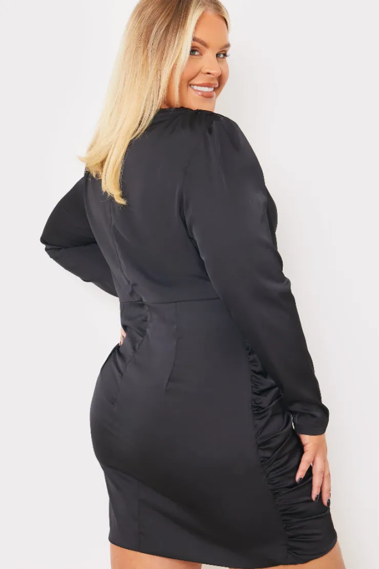 In the Style Satin Ruched Drape Mini Dress