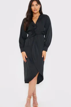 Discount In The Style Satin Twist Waist Midi Dress