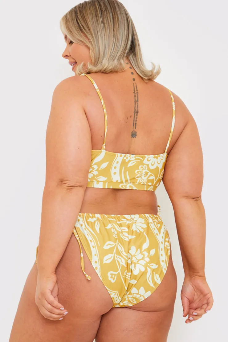 Clearance In the Style Scarf Print Tie Side Bikini Bottom