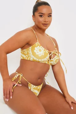 Clearance In the Style Scarf Print Tie Side Bikini Bottom