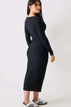 Discount In The Style Scoop Neck Rib Midaxi Dress