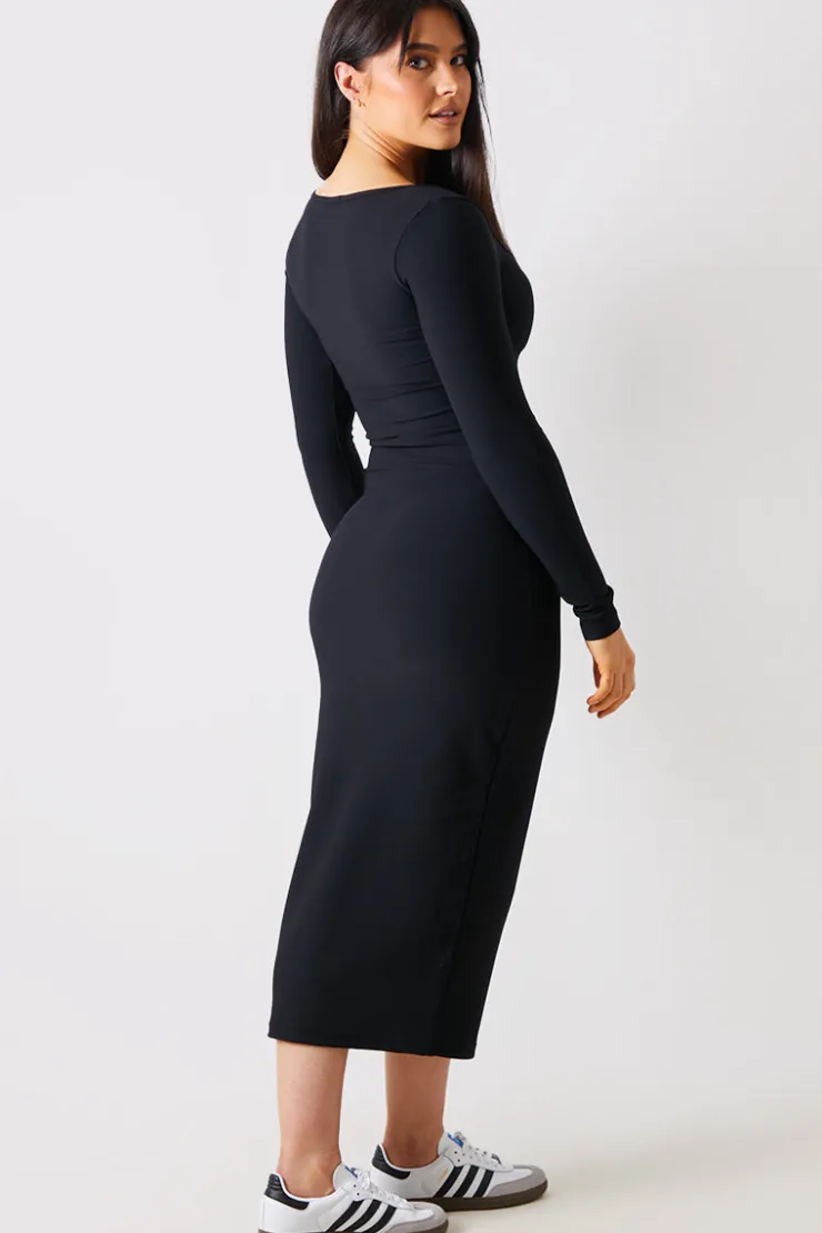 Discount In The Style Scoop Neck Rib Midaxi Dress