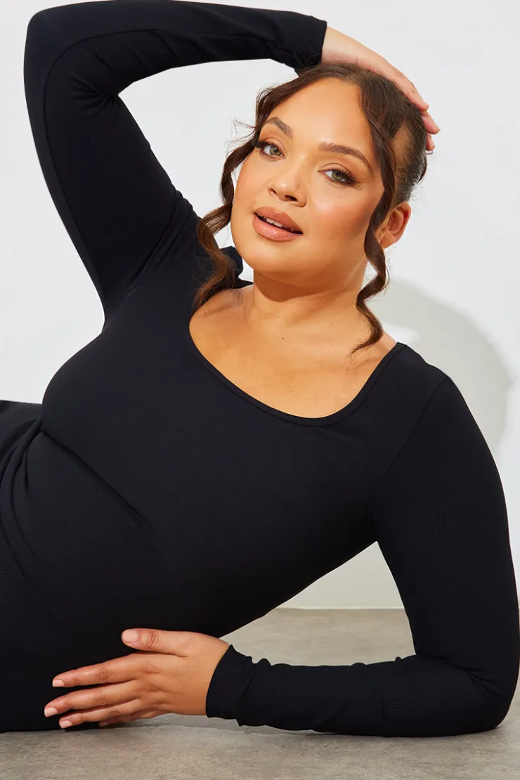 Discount In The Style Scoop Neck Rib Midaxi Dress