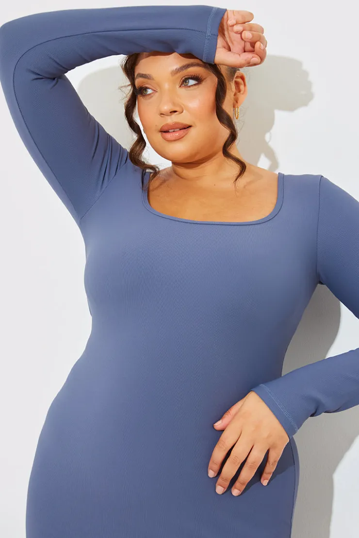 Discount In The Style Scoop Neck Rib Midaxi Dress