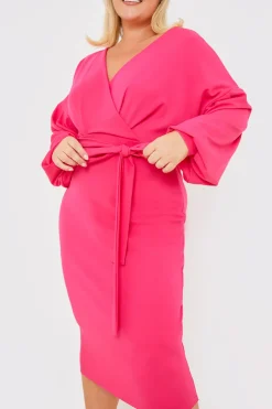 Best In the Style Scuba Bardot Belted Dress Pink