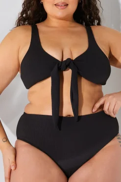 Discount Fits Sculpt and Control Crinkle High Waisted High Leg Bikini Brief Black