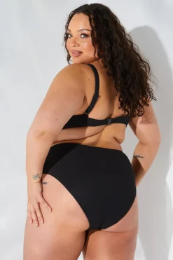 Discount Fits Sculpt and Control Crinkle High Waisted High Leg Bikini Brief Black
