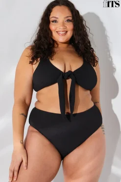 Discount Fits Sculpt and Control Crinkle High Waisted High Leg Bikini Brief Black