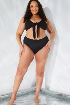 Discount Fits Sculpt and Control Crinkle High Waisted High Leg Bikini Brief Black