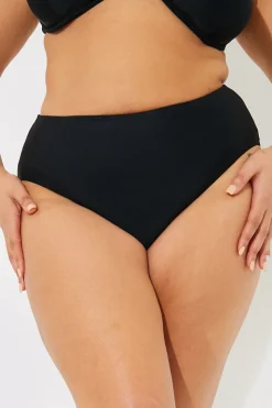 New In The Style Sculpt And Control High Waist High Leg Bikini Bottom Black