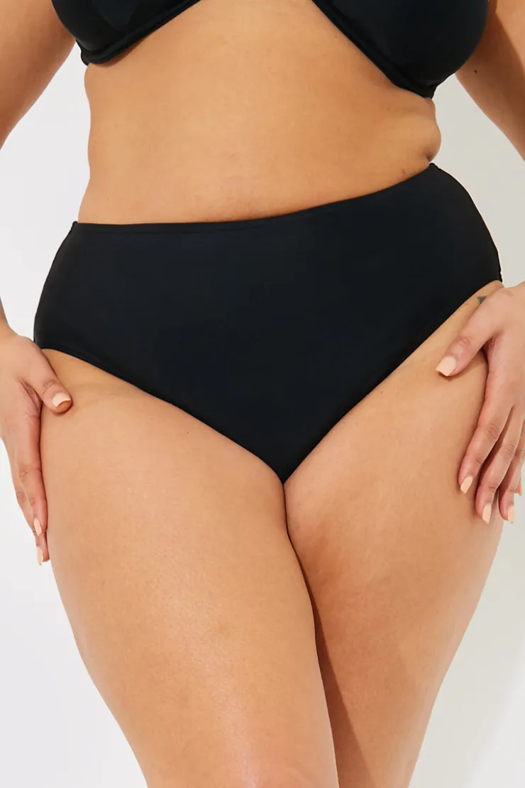 New In The Style Sculpt And Control High Waist High Leg Bikini Bottom Black
