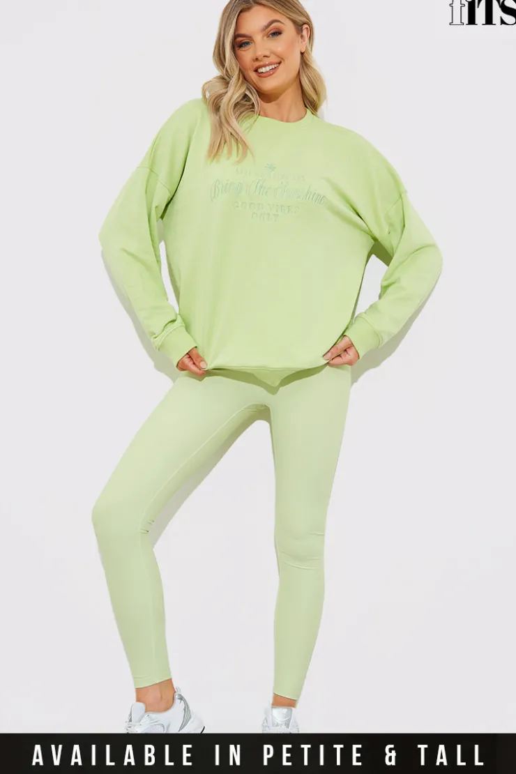 Clearance Fits Sculpt Ribbed Sports Leggings Lime