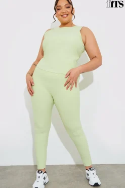 Clearance Fits Sculpt Ribbed Sports Leggings Lime