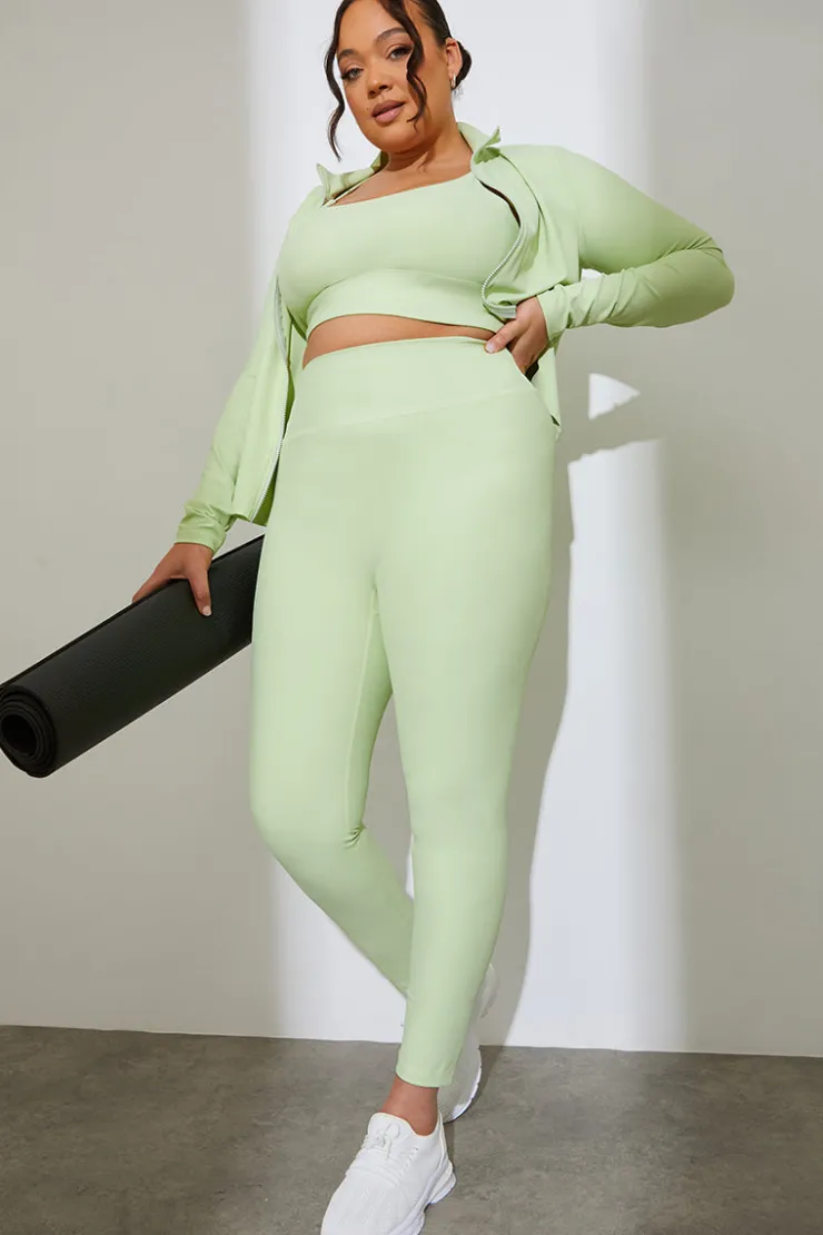 Clearance Fits Sculpt Ribbed Sports Leggings Lime
