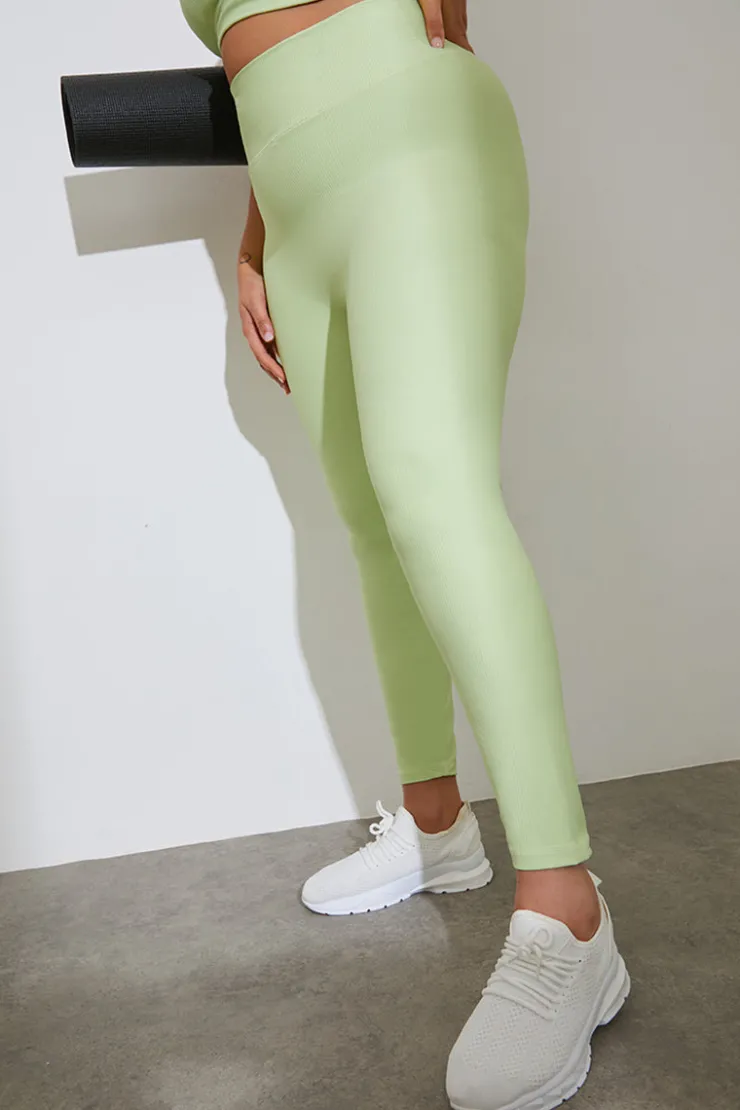Clearance Fits Sculpt Ribbed Sports Leggings Lime