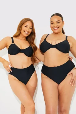 Sale In The Style Sculpt Ring Detail Underwire Bikini Top Black