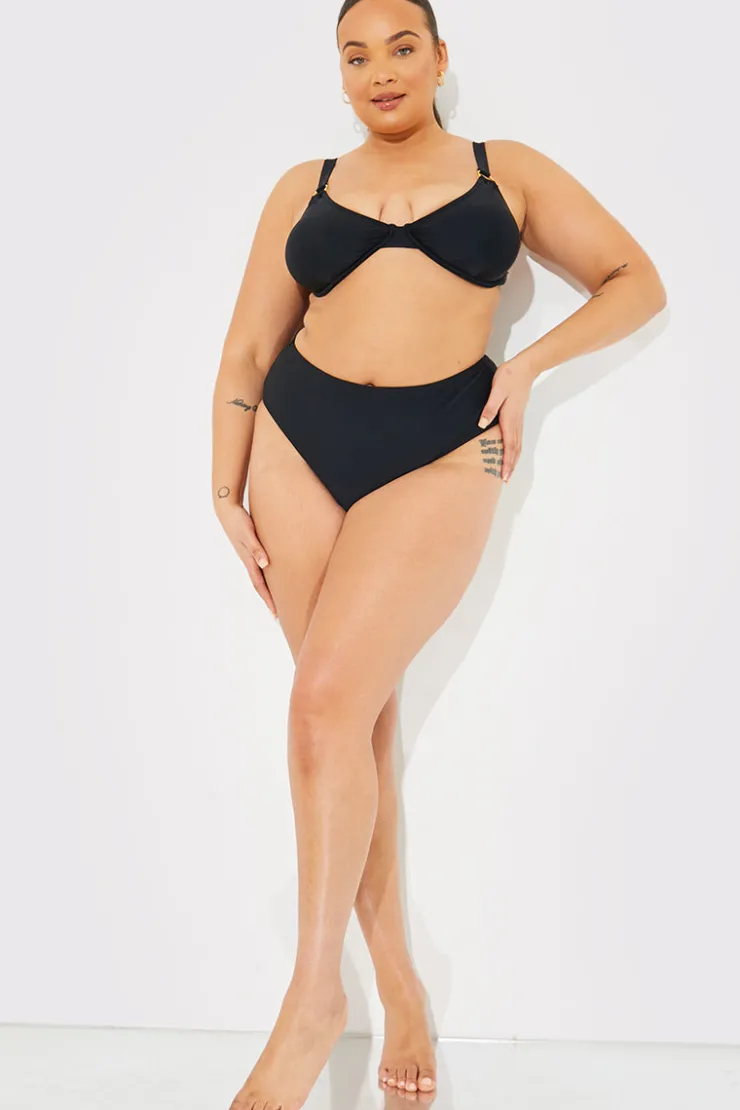 Sale In The Style Sculpt Ring Detail Underwire Bikini Top Black