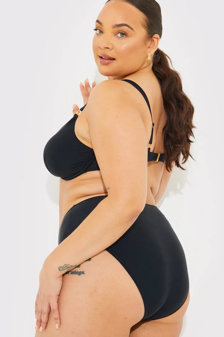 Sale In The Style Sculpt Ring Detail Underwire Bikini Top Black
