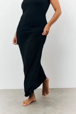 Hot Fits Sculpting Cap Sleeve Maxi Dress Black