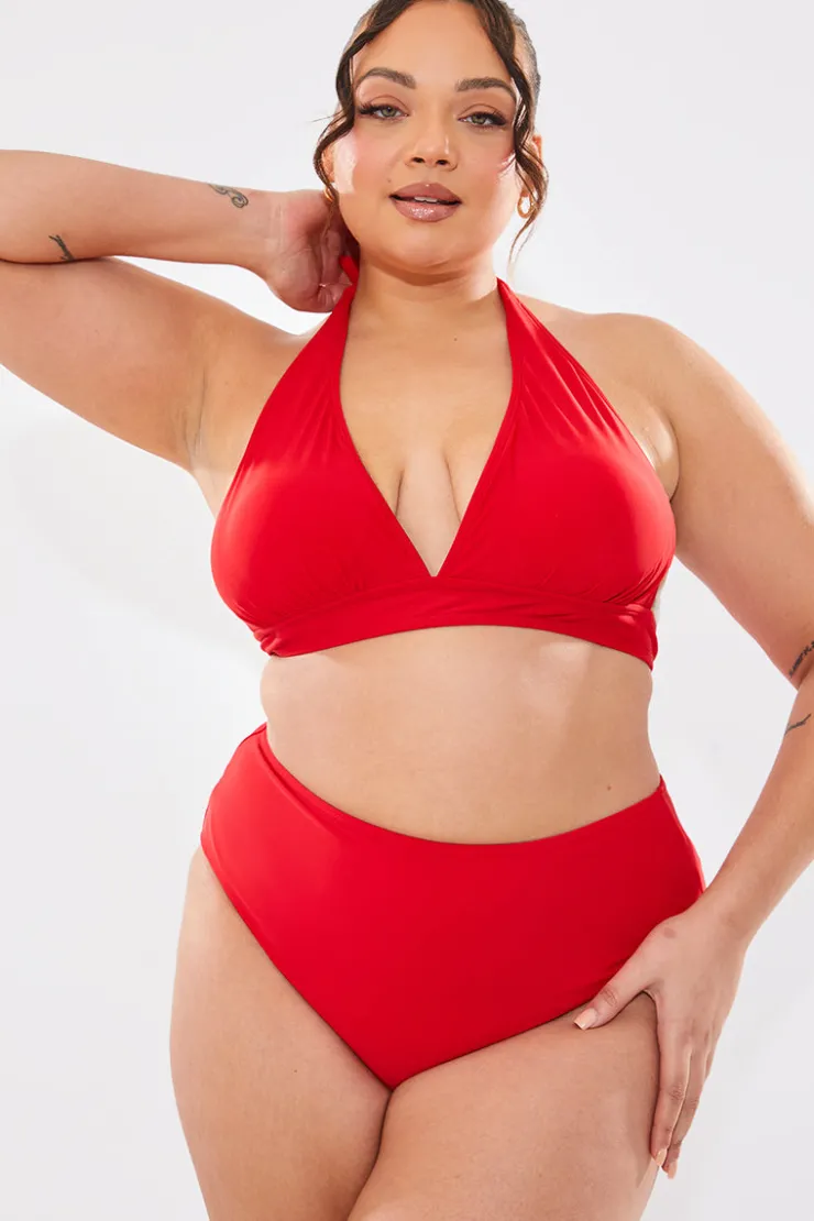 Outlet In The Style Sculpting Halter Neck Bikini Top Red