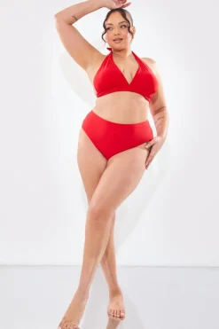 Outlet In The Style Sculpting Halter Neck Bikini Top Red