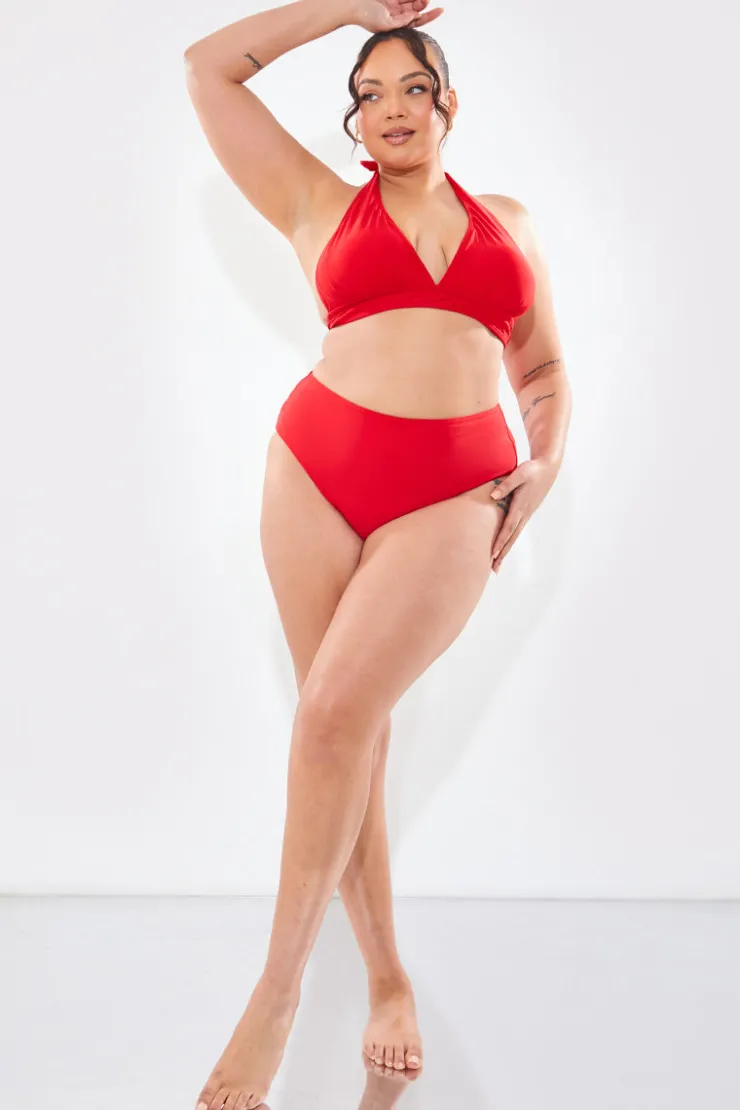 Outlet In The Style Sculpting Halter Neck Bikini Top Red