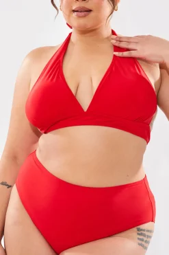 Outlet In The Style Sculpting Halter Neck Bikini Top Red