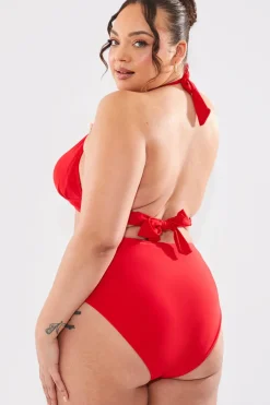 Outlet In The Style Sculpting Halter Neck Bikini Top Red