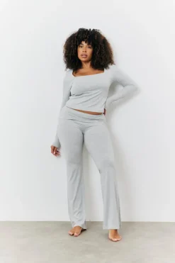 Outlet Fits Sculpting Long Sleeve Scoop Neck T-Shirt Grey