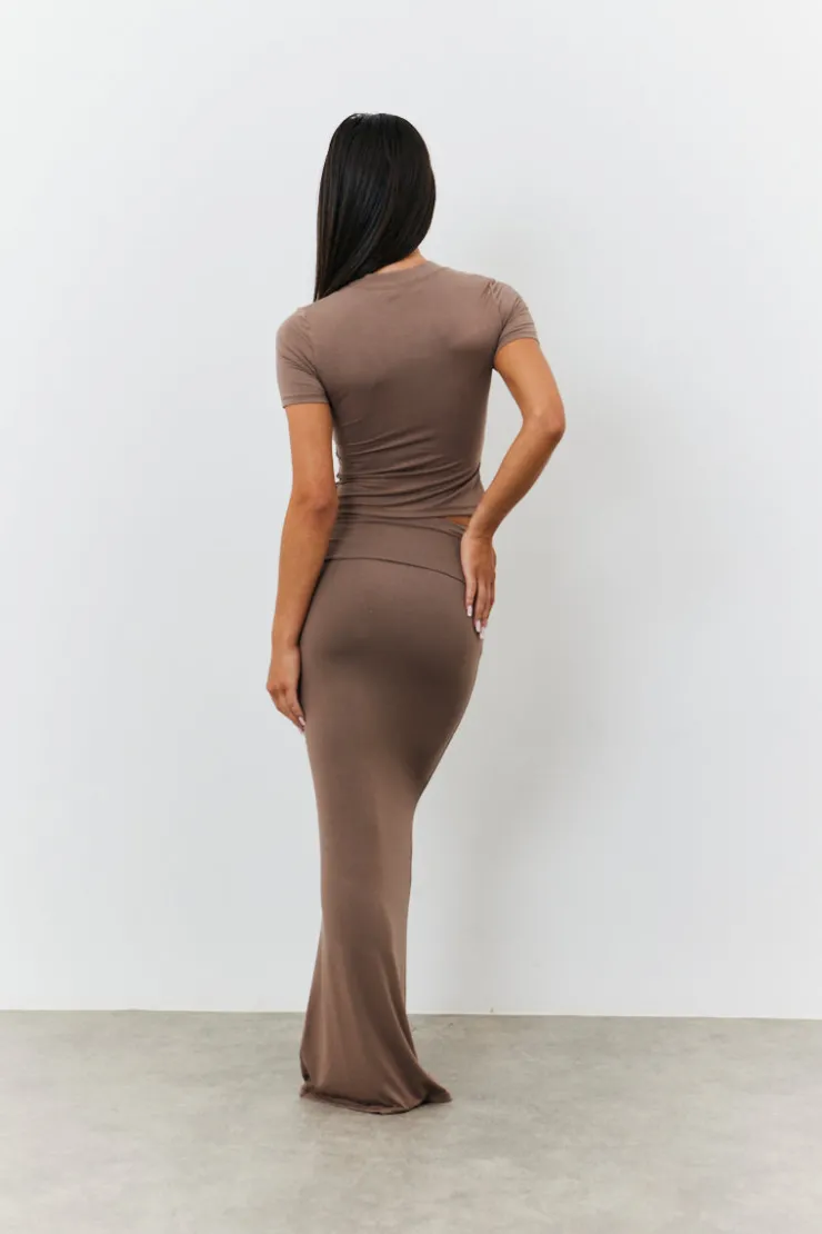 Discount Fits Sculpting Short Sleeve Crew Neck T-Shirt Mocha