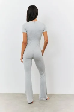 Best Fits Sculpting Short Sleeve Wide Leg Jumpsuit Grey