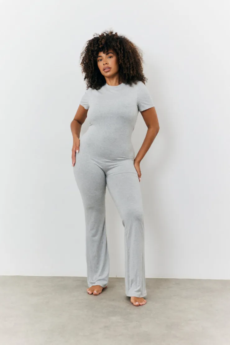 Best Fits Sculpting Short Sleeve Wide Leg Jumpsuit Grey