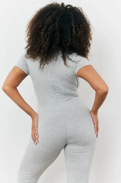 Best Fits Sculpting Short Sleeve Wide Leg Jumpsuit Grey