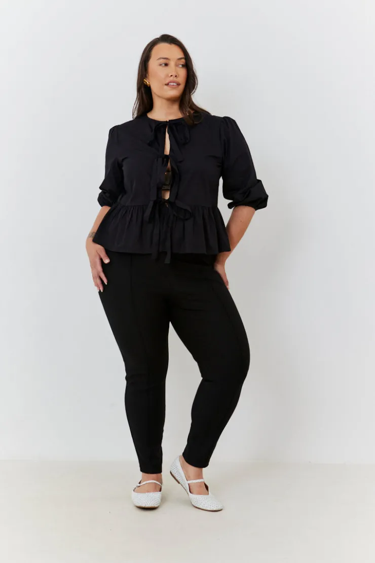 Online In The Style Seam Detail Trousers Black