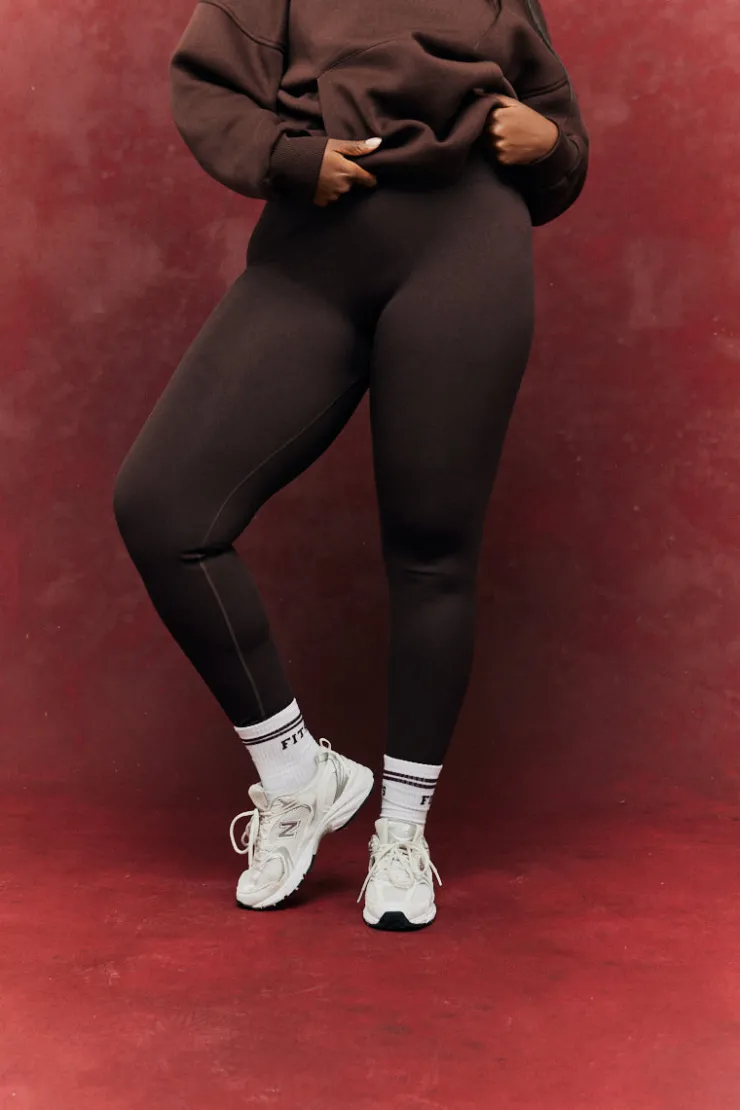 Clearance Fits Seamless High Waist Bum Boosting Leggings Chocolate
