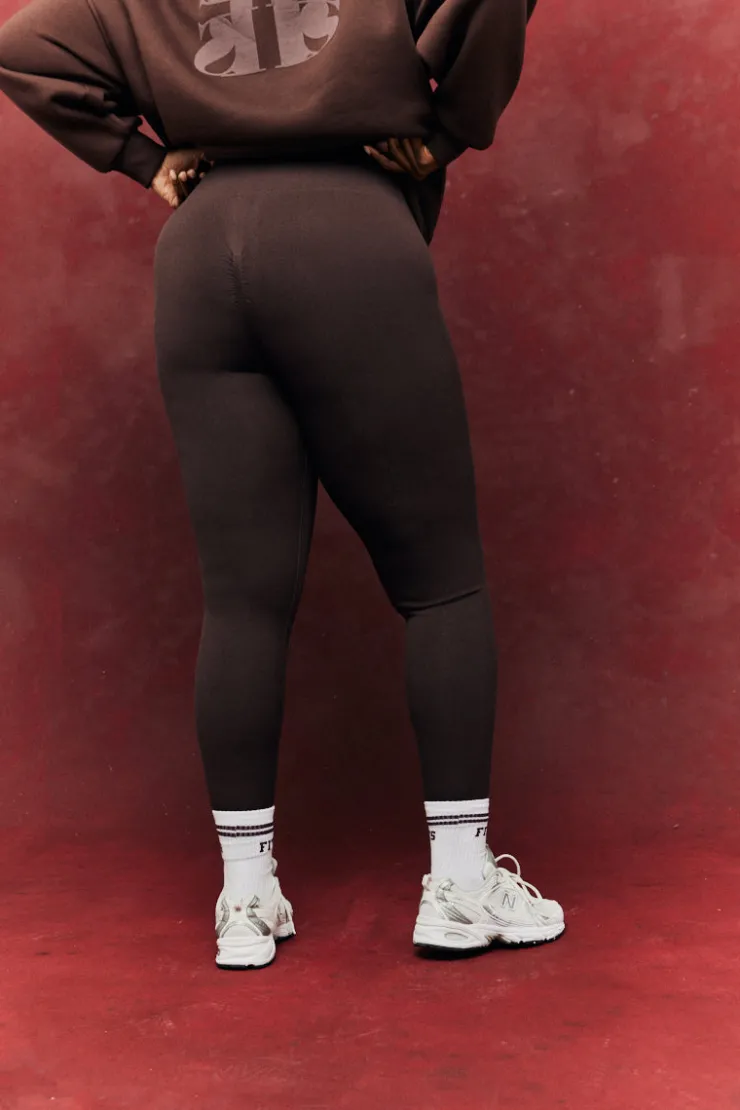 Clearance Fits Seamless High Waist Bum Boosting Leggings Chocolate