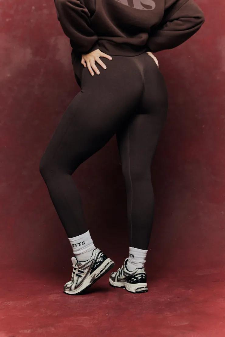 Clearance Fits Seamless High Waist Bum Boosting Leggings Chocolate