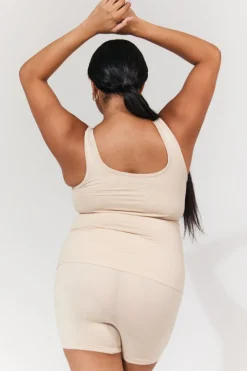Online In The Style Seamless Scoop Neck Snatched Shapewear Top Sand