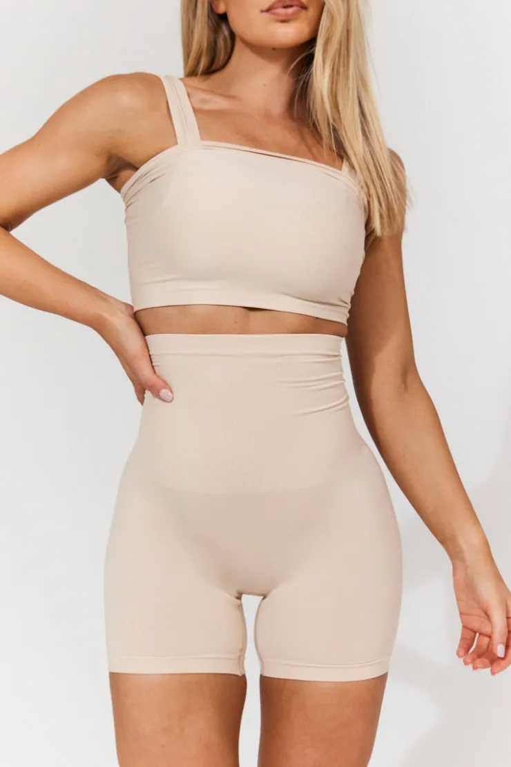 In The Style Seamless Snatched Sculpting Chafing Short Sand