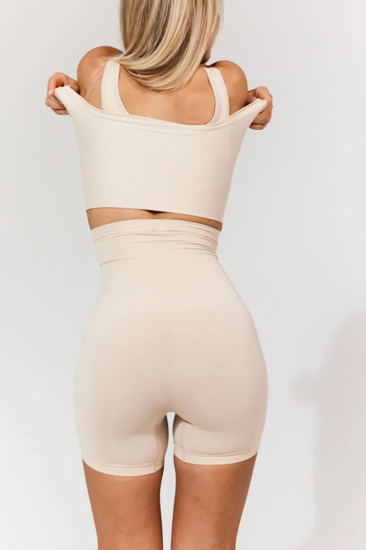In The Style Seamless Snatched Sculpting Chafing Short Sand